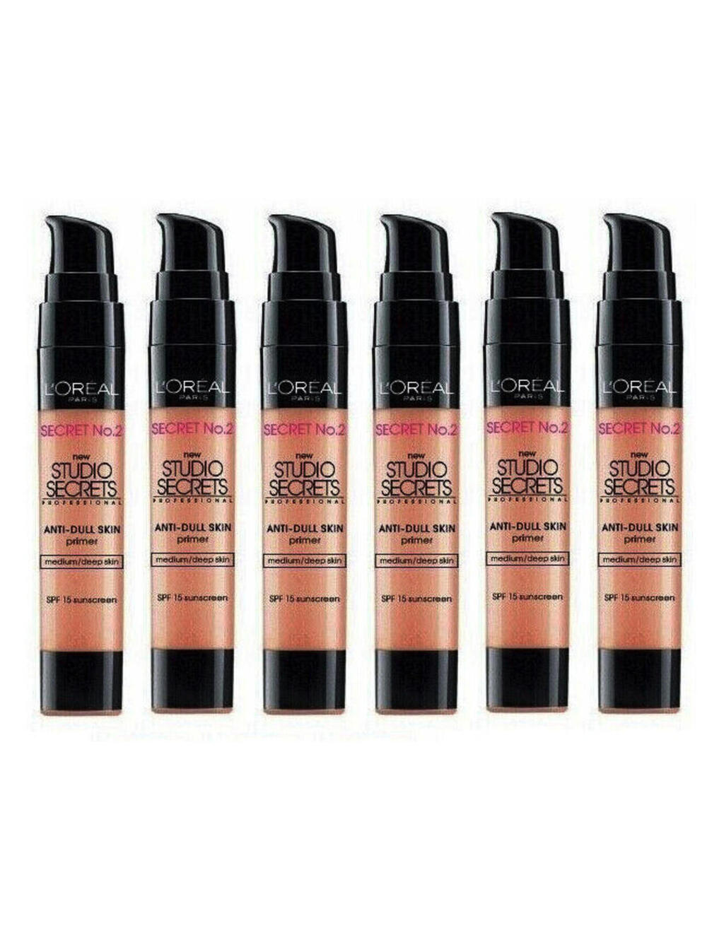 Lot of 6: NEW L'Oreal Color Correcting Anti-Dull Primer in Medium/Deep (Sealed)